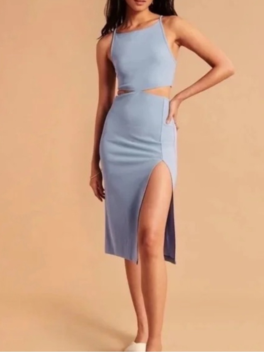 Abercrombie & Fitch Powder Blue Cutout Midi Skirt